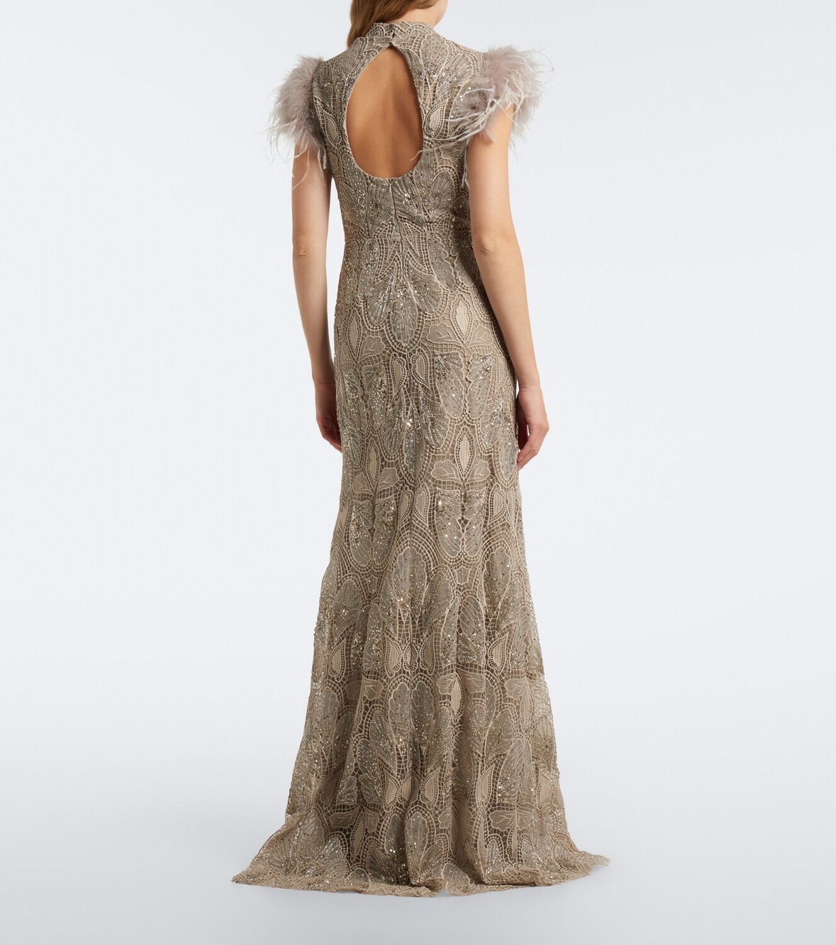 Georges Hobeika Embellished guipure lace gown
