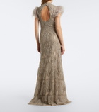Georges Hobeika Embellished guipure lace gown