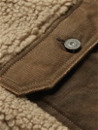 RRL - Fleece-Trimmed Denim Jacket - Brown