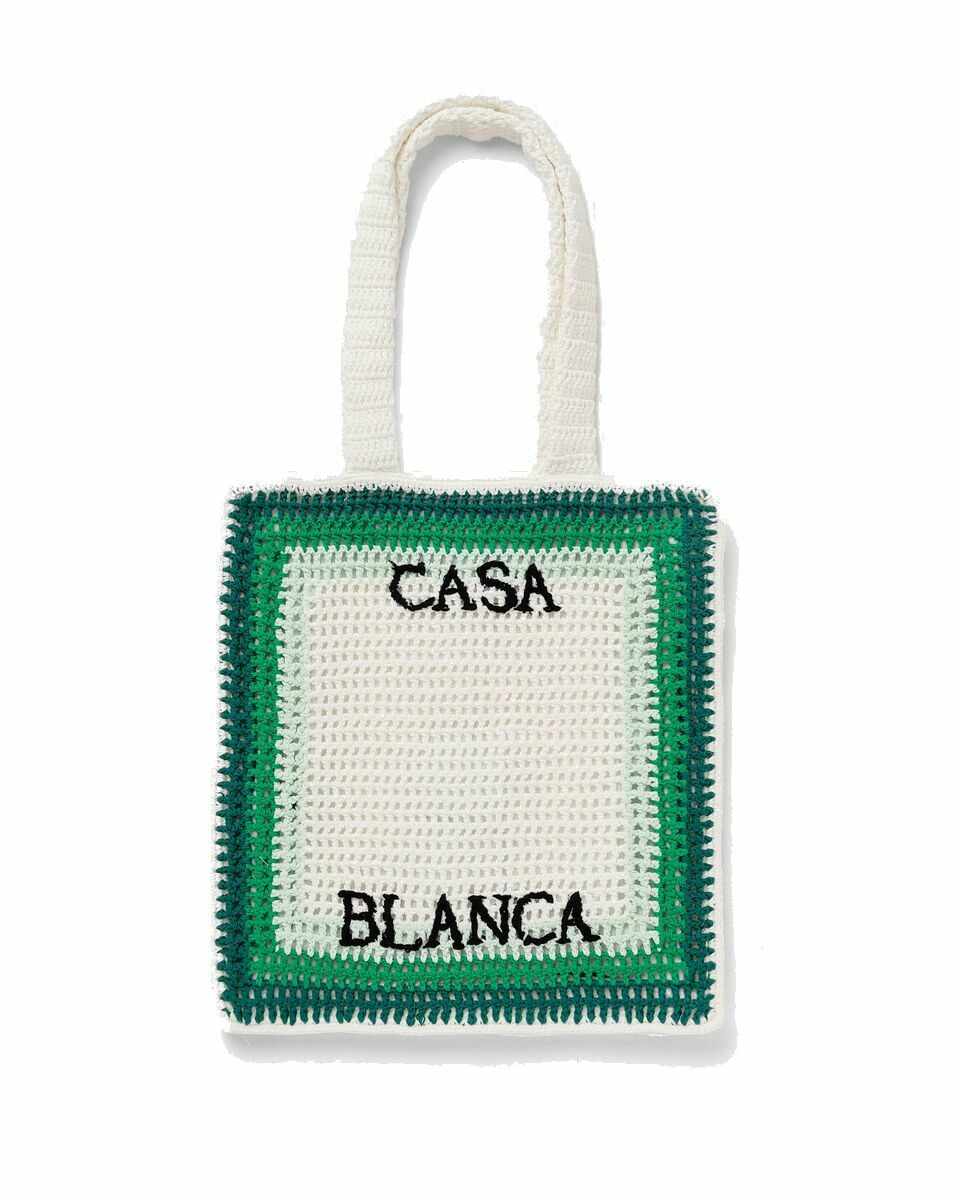 Photo: Casablanca Cotton Crochet Bag Green - Mens - Messenger & Crossbody Bags