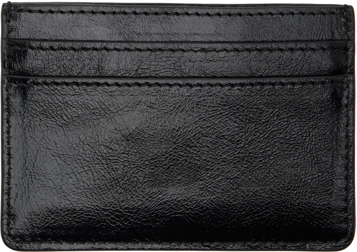 Marine Serre Black Smooth Leather Moon Charm Card Holder