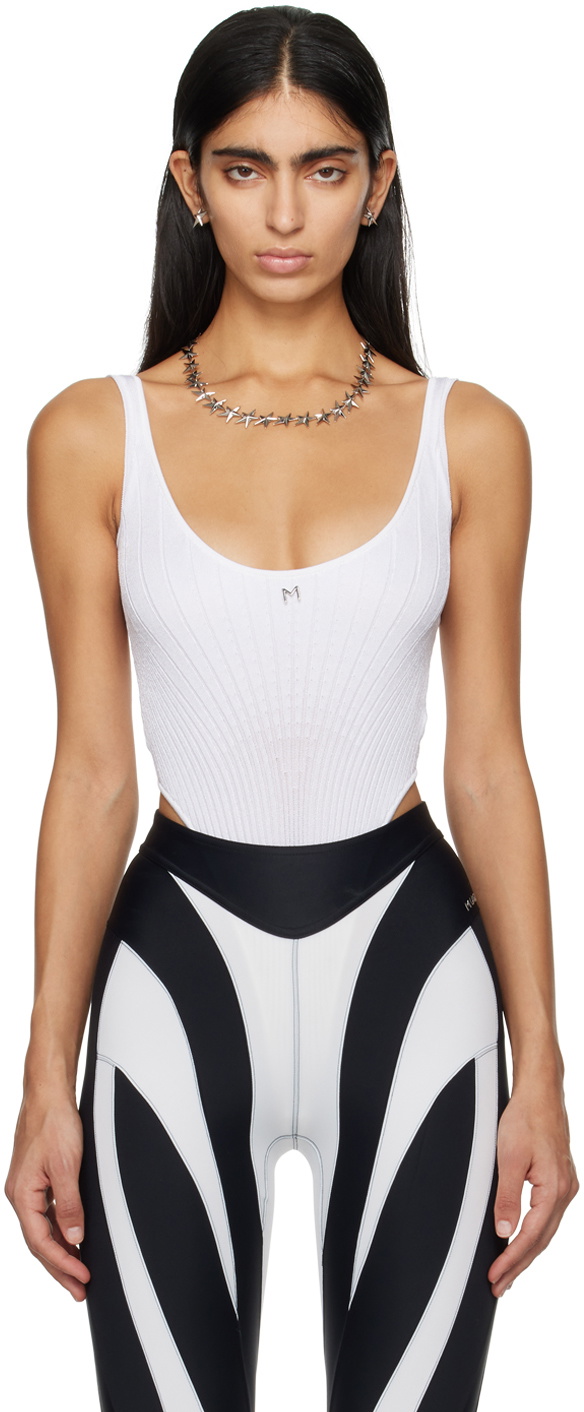 【関税込み】Mugler ホワイト Spiral ボディスーツ Mugler White Spiral Bodysuit Mugler