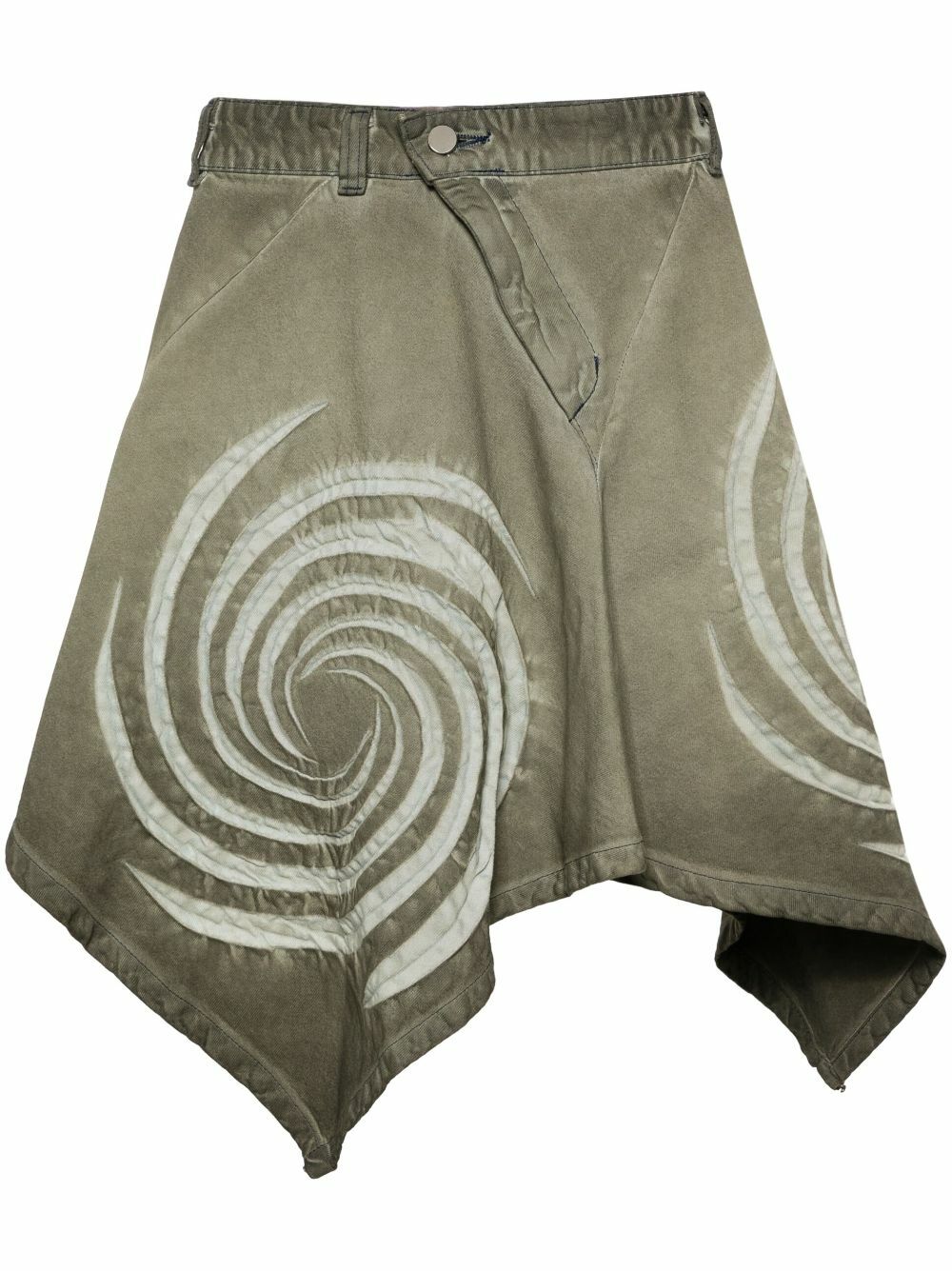 Masha Popova Green Asymmetric Denim Skirt