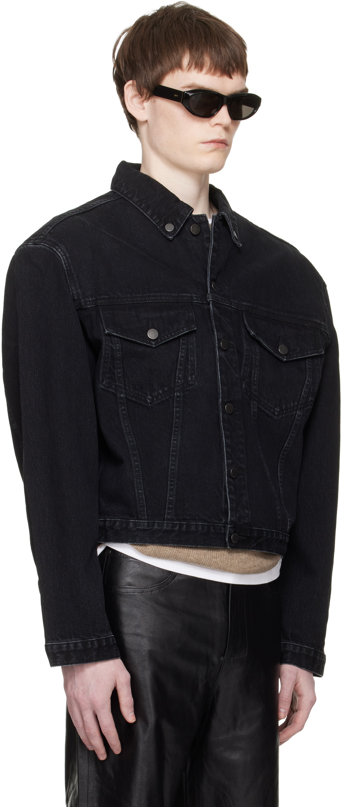 Entire Studios Black Shrunken Denim Jacket