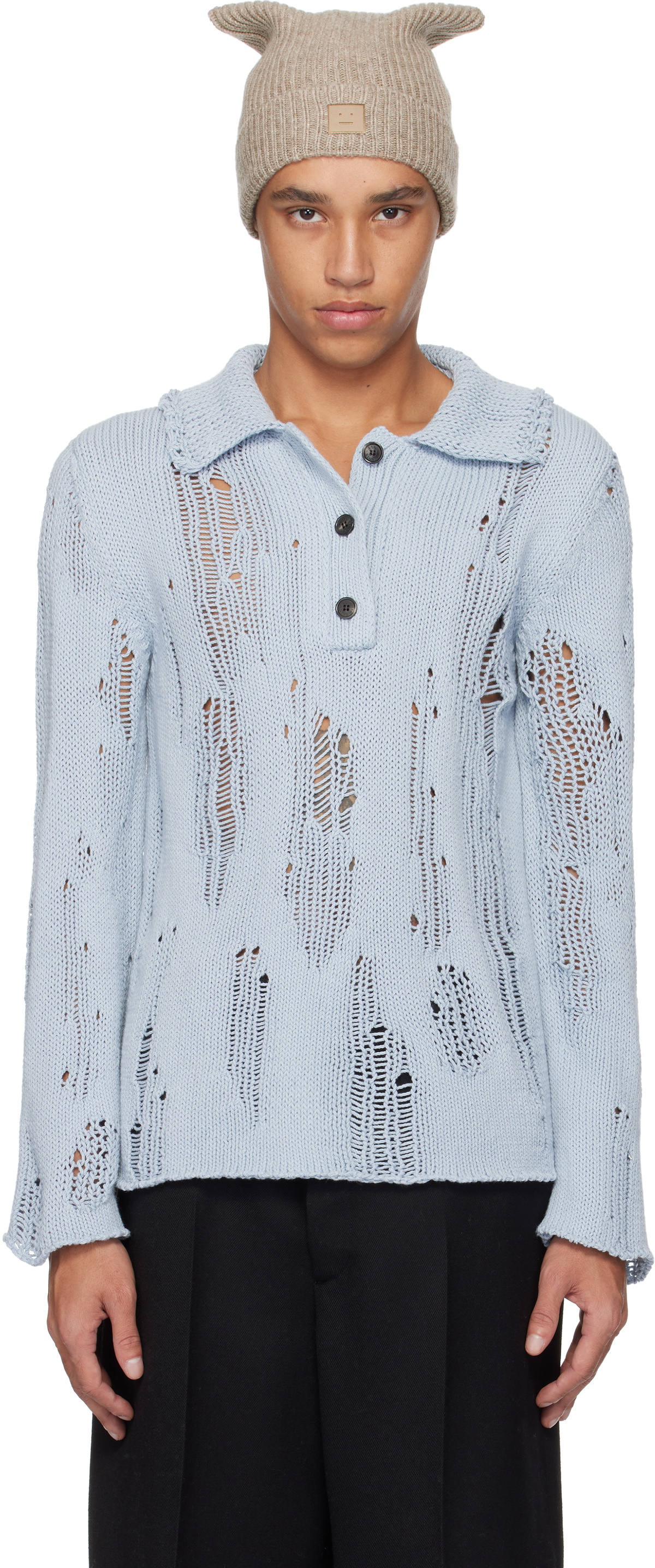 Acne Studios Blue Knit Polo Acne Studios