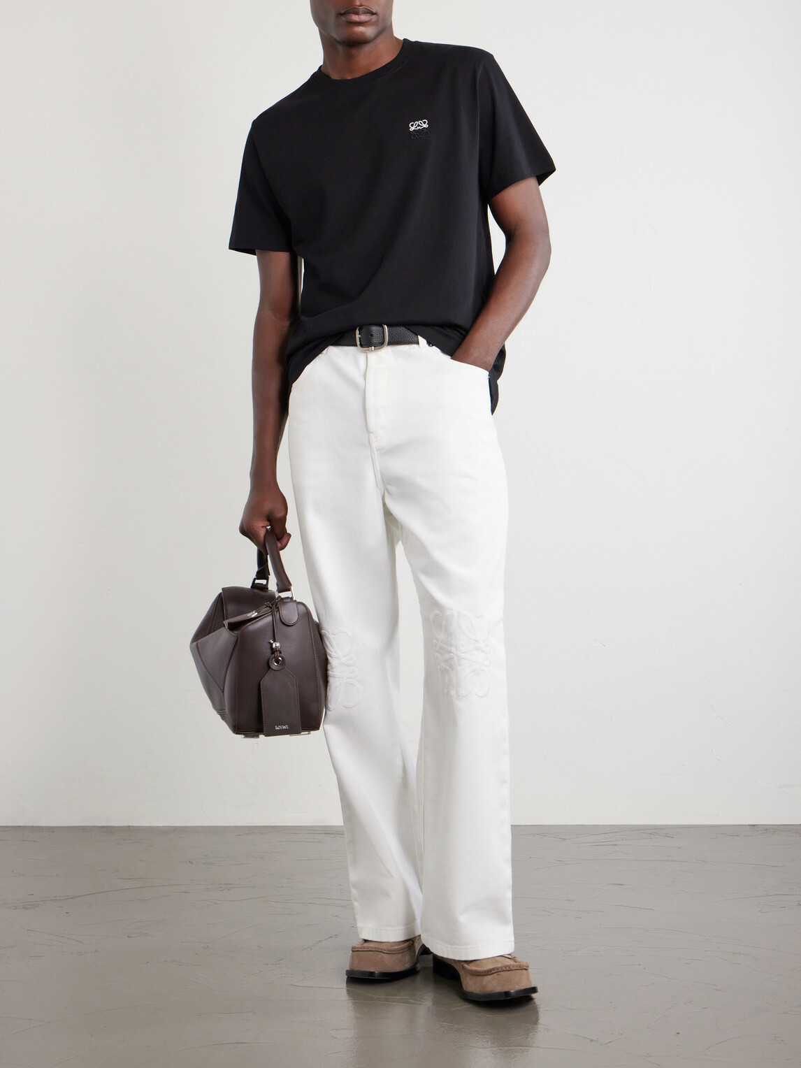 LOEWE - Anagram-Embroidered Cotton-Jersey T-Shirt - Black