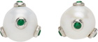 VEERT White Gold Polka Dot Pearl Earrings