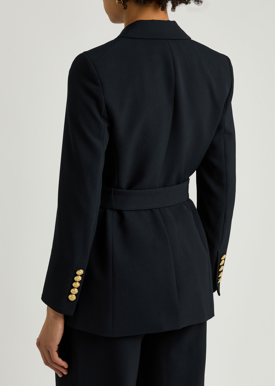 Veronica Beard Ryanne Belted Twill Dickey Jacket Navy
