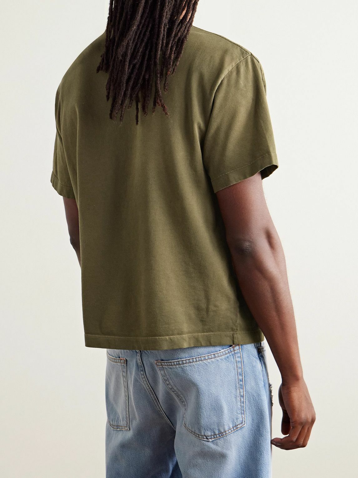The Elder Statesman - Sunbleached Cotton and Cashmere-Blend Jersey T-Shirt - Green