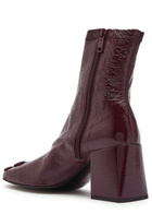 Courrèges Reedition Crinkled Vinyl Ankle Boots Burgundy