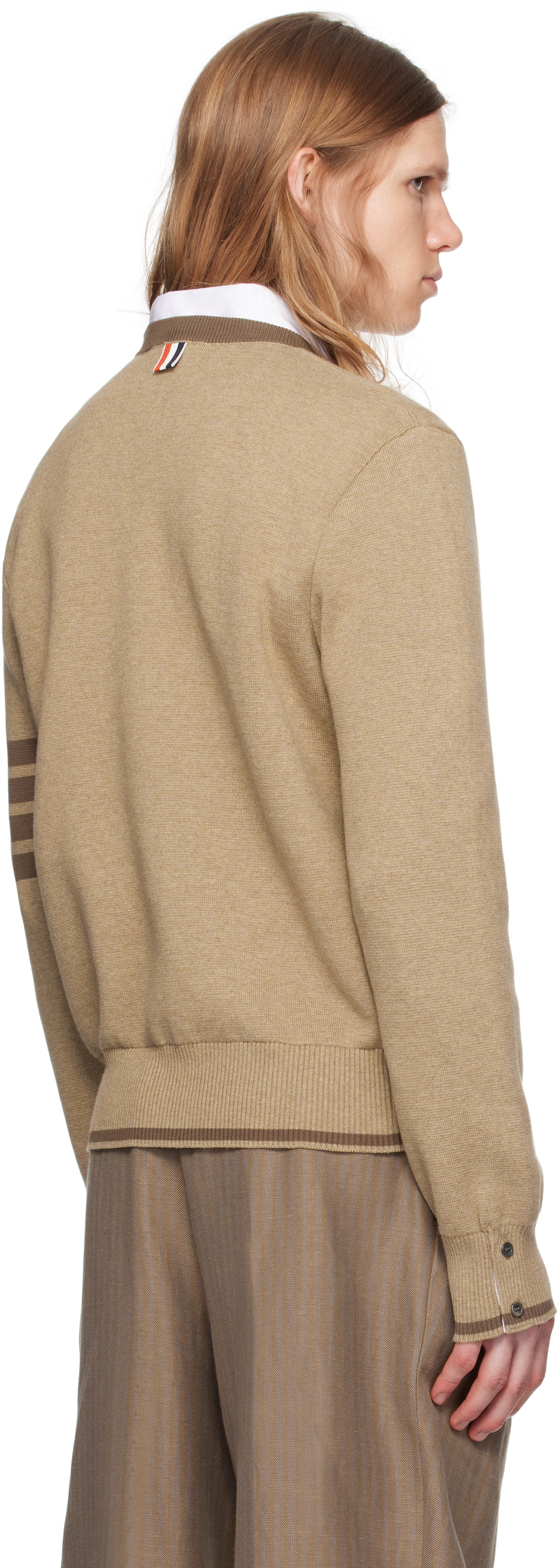 Thom Browne Brown Milano Stitch 4-Bar Pullover Sweater Thom Browne