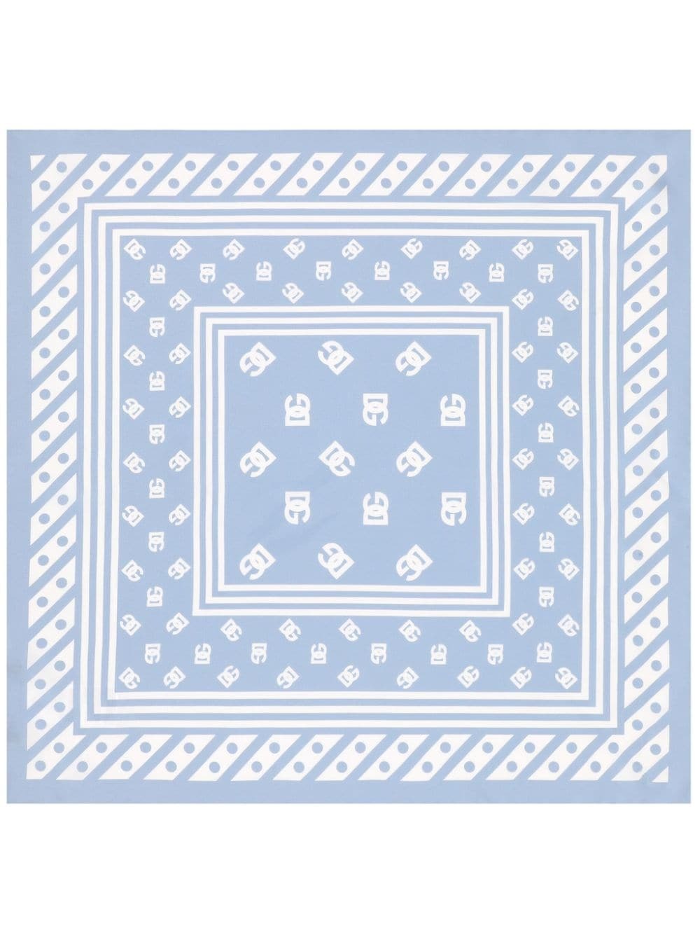 Dolce & Gabbana Blue Patterned Silk Fringes Foulard 138cm x 15.5cm Scarf