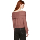 Rag and Bone Pink Mini Mohair Off-The-Shoulder Knit Sweater