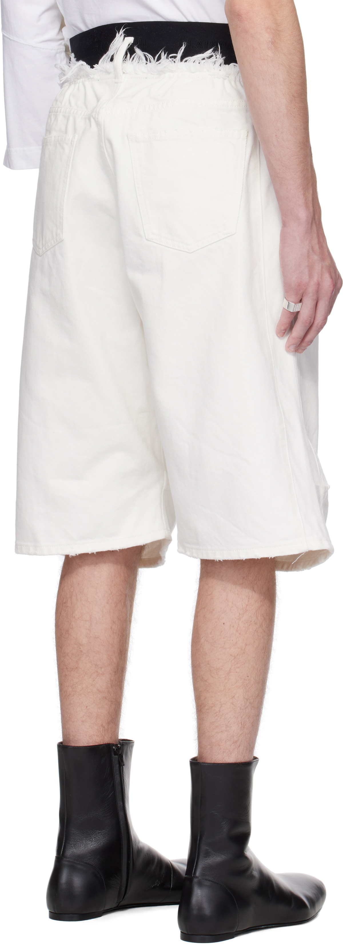 ALAINPAUL White Knee Denim Shorts