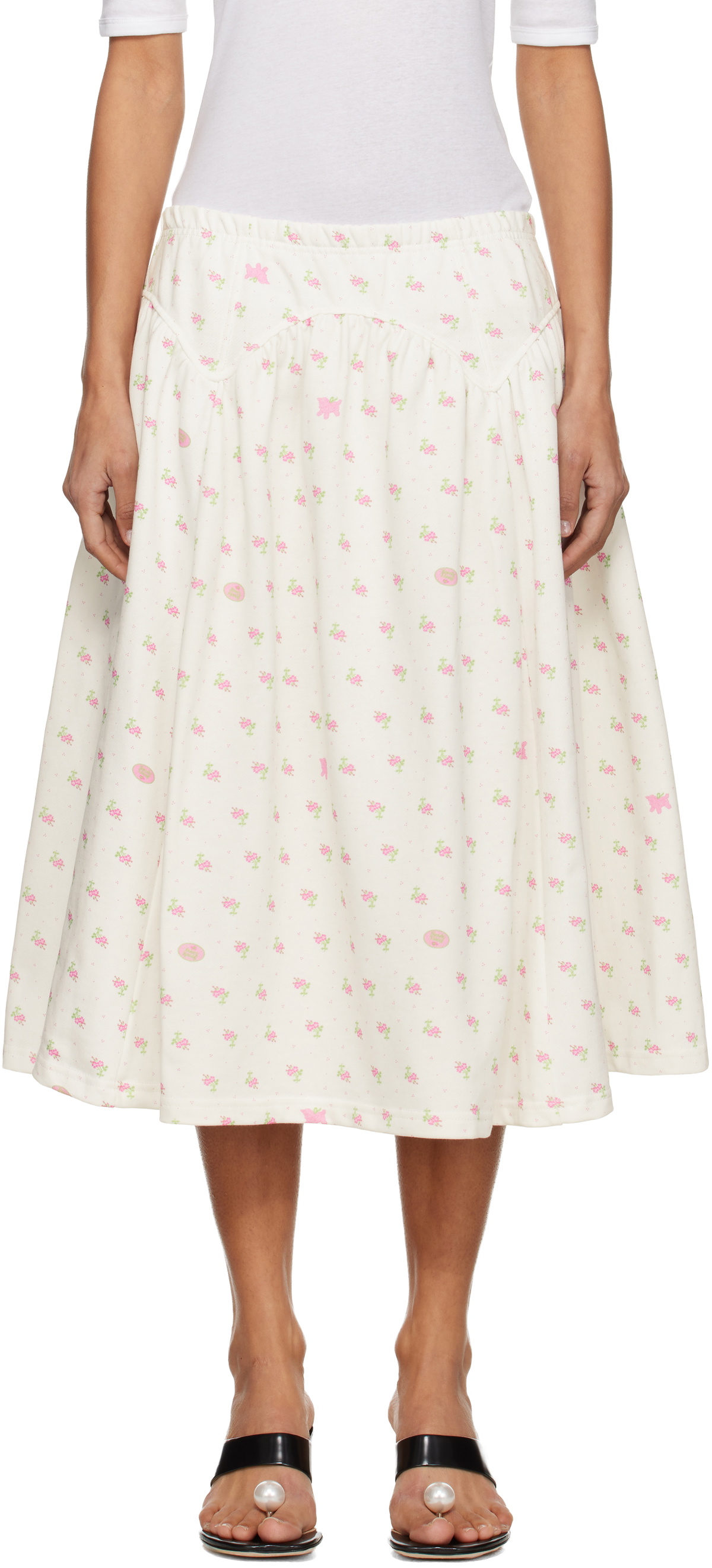 Sandy Liang White Houston Midi Skirt