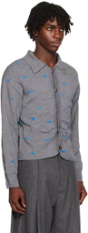 ADER error Gray Jacquard Cardigan