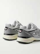 New Balance - 990v4 Leather-Trimmed Suede and Mesh Sneakers - Gray