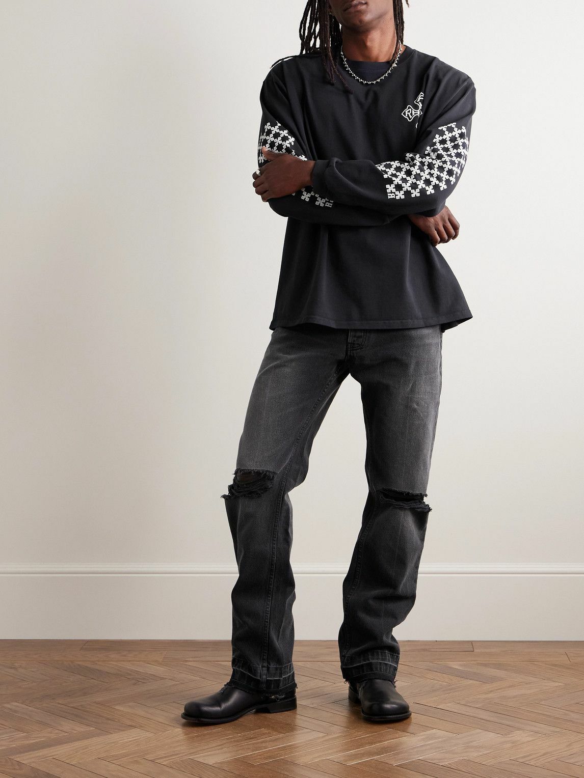 Rhude - Beach Bum Straight-Leg Distressed Jeans - Black Rhude