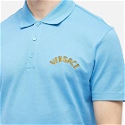 Versace Men's Logo Polo Shirt in Blue