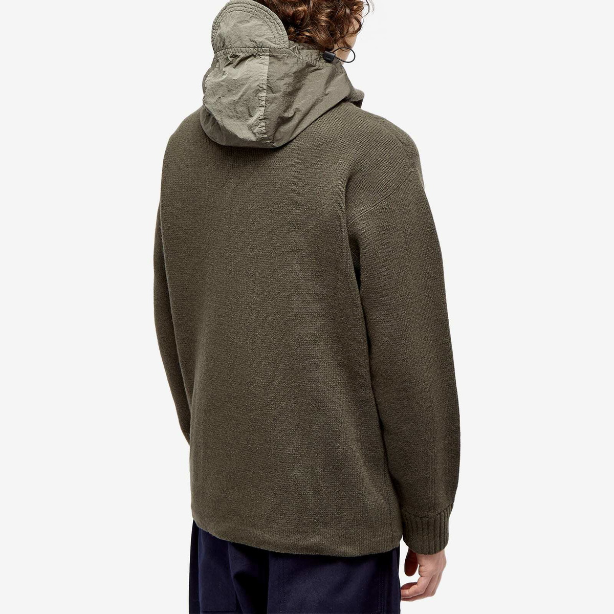 C.P. Company Men's Lambswool Mixed Headed Zip in Olive Night C.P.