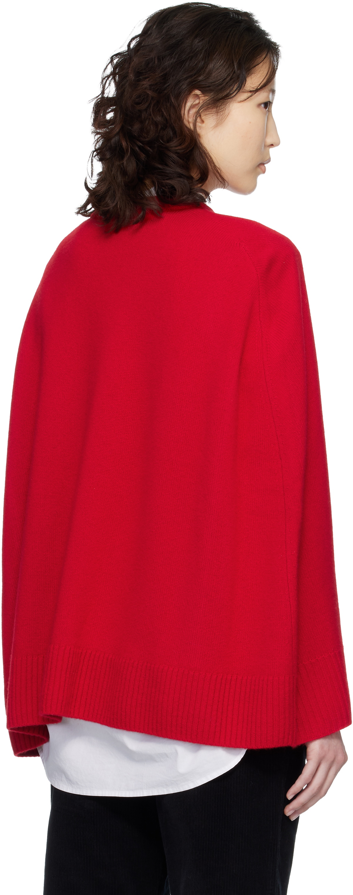 TOTEME Red Crew Cape Knit Sweater