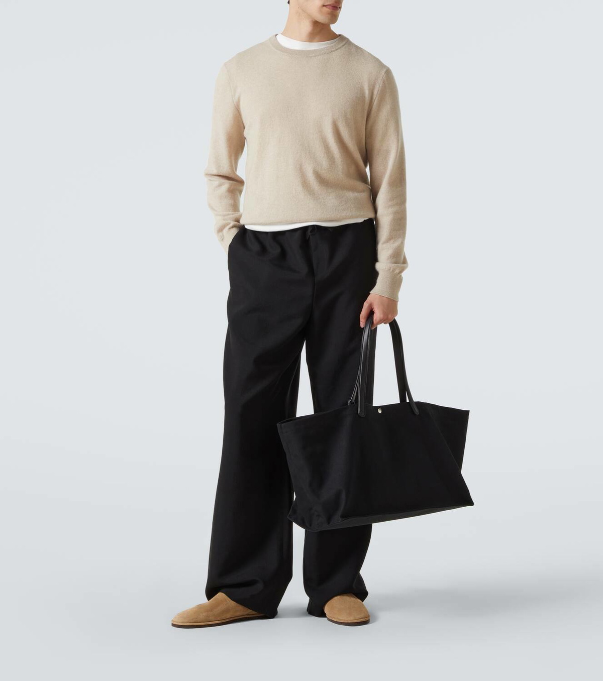 The Row Idaho XL leather-trimmed canvas tote bag The Row