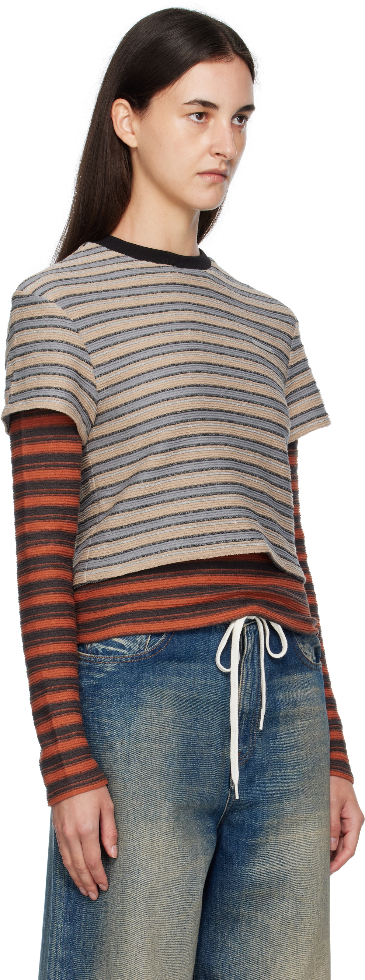 Andersson Bell Beige & Orange Stripe LS T-shirt