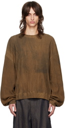 Aviva Jifei Xue Brown Boxy Crewneck Sweatshirt