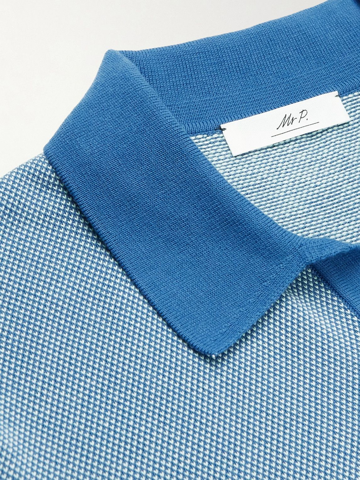 Mr P. - Honeycomb-Knit Organic Cotton Polo Shirt - Blue Mr P.
