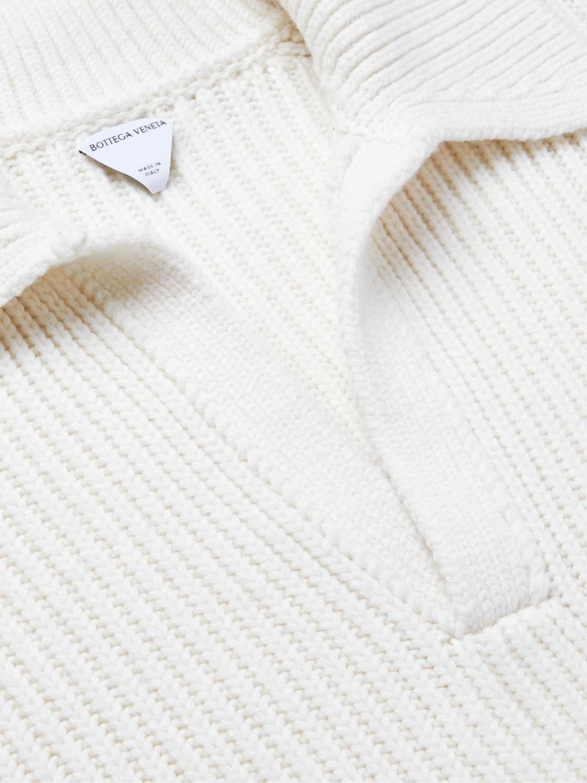 Bottega Veneta - Ribbed-Knit Polo Sweater - White Bottega Veneta