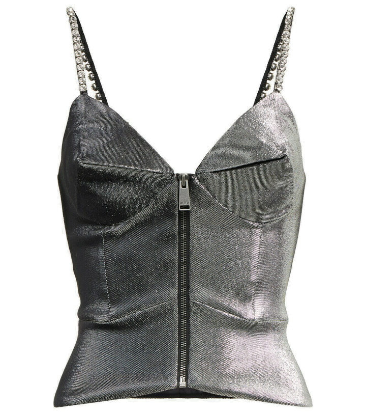 Photo: Area - Embellished metallic corset top