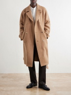 De Bonne Facture - Belted Double-Breasted Brushed Wool and Camel Hair-Blend Coat - Neutrals