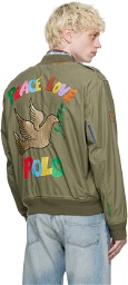 Polo Ralph Lauren Khaki 'Peace Love Polo' Bomber Jacket
