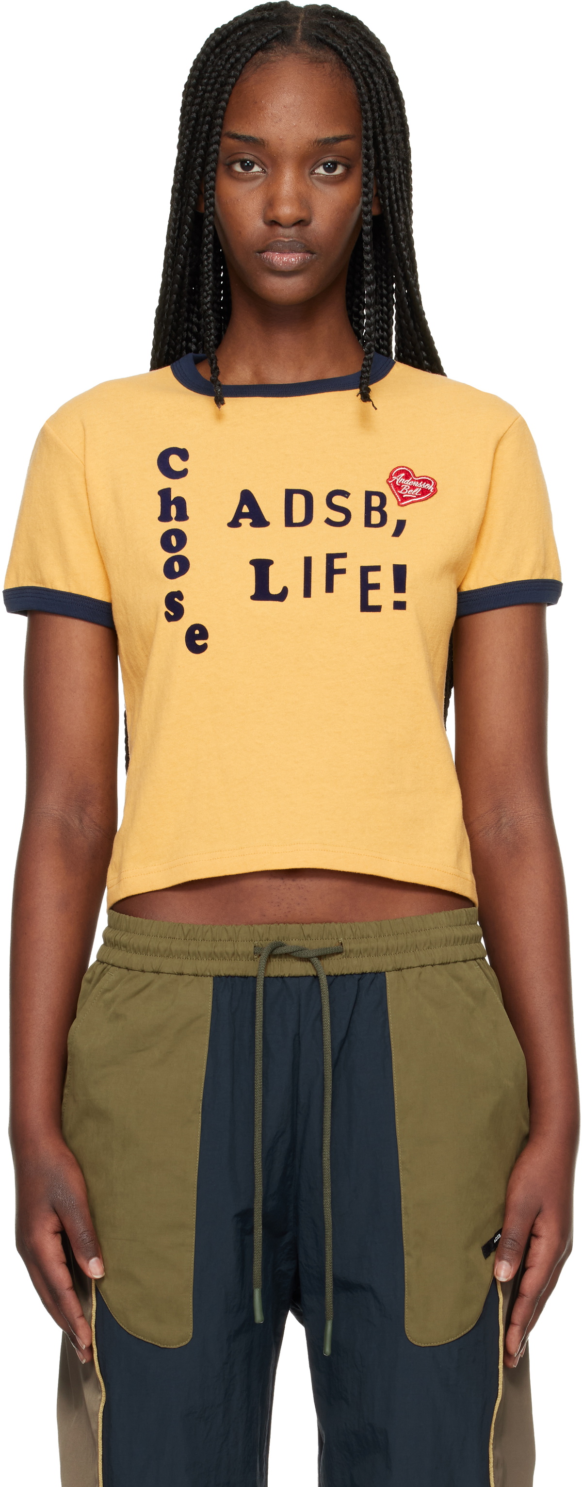 Andersson Bell Yellow 'Adsb' Flocking Baby Ringer T-shirt