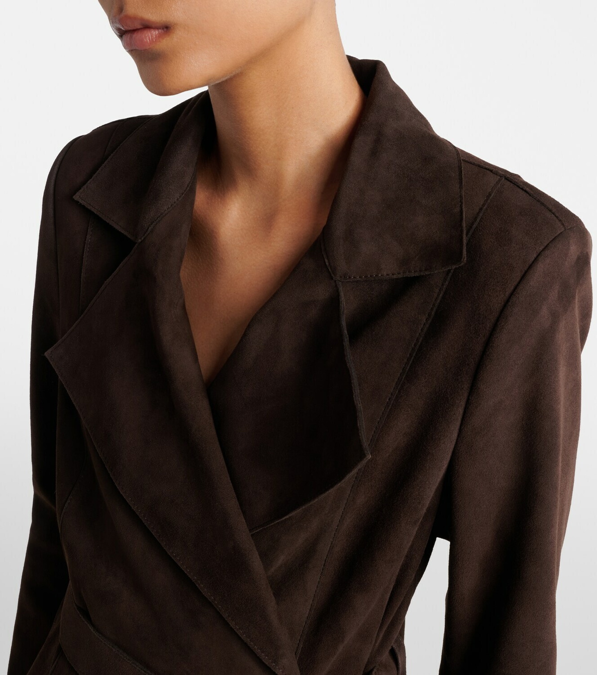 Nour Hammour Winona belted suede wrap coat
