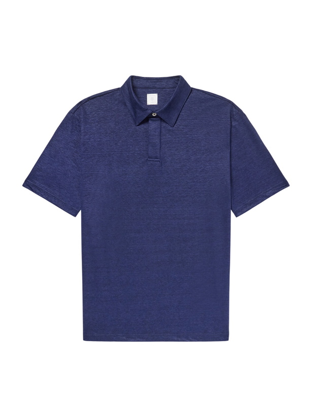 Photo: Eleventy - Linen-Jersey Polo Shirt - Blue