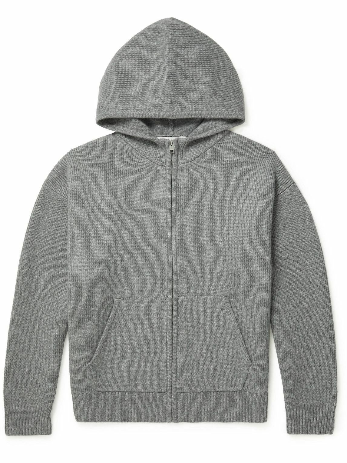 Photo: FRAME - Ribbed Cashmere Hoodie - Gray