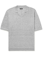 Malbon Golf - Clubhouse Logo-Embroidered Cable-Knit Wool and Cashmere-Blend Golf Polo Shirt - Gray