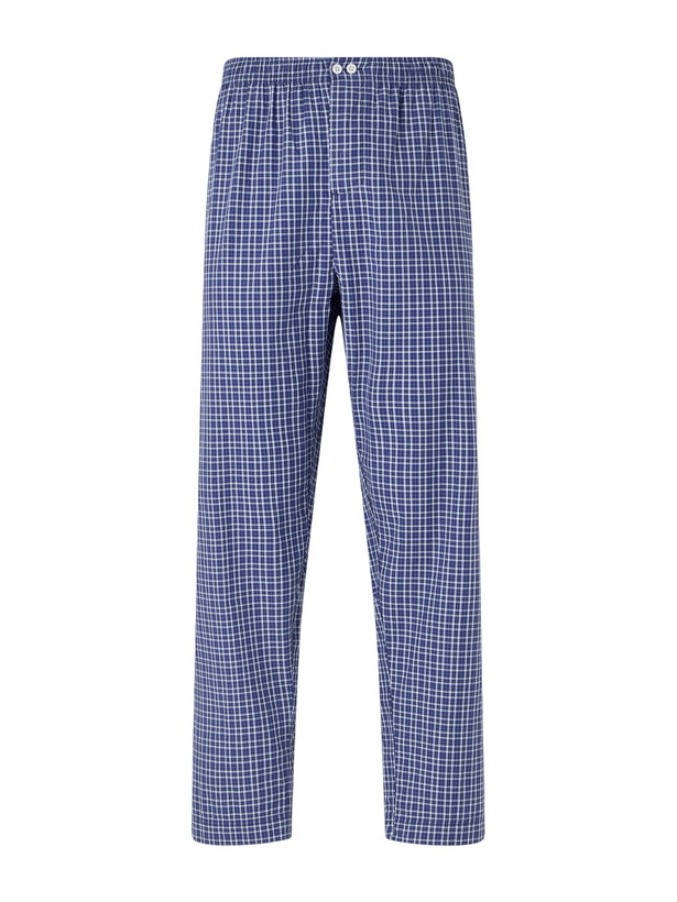 Photo: TEKLA - Straight-Leg Checked Organic Cotton-Poplin Pyjama Trousers - Blue