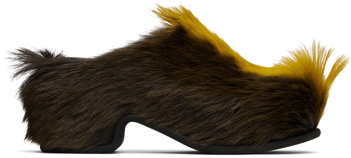 Dries Van Noten Brown & Yellow Platform Clogs