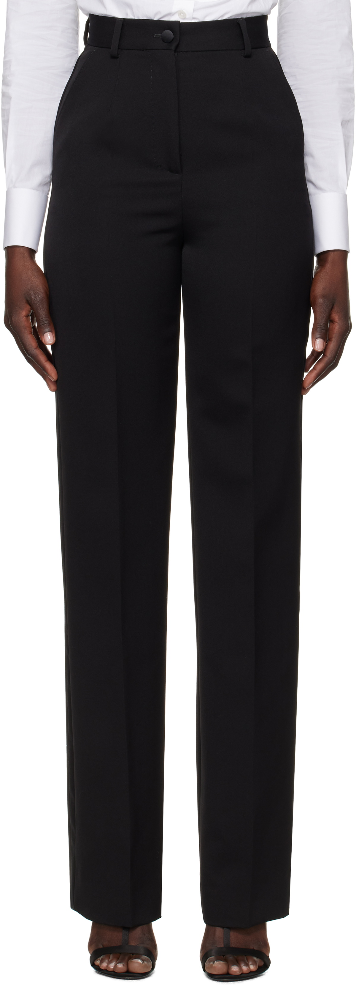 Dolce & Gabbana Black Wool Skinny Dress Formal Trouser Pants main image 0