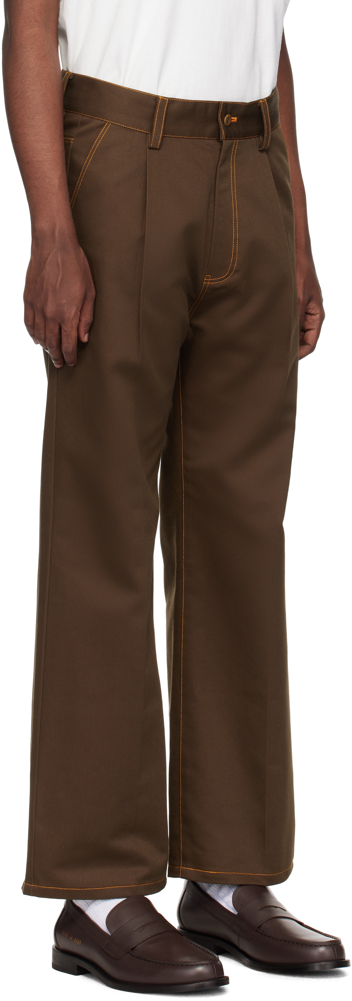 RICE NINE TEN Brown Heart Icon Straight Trousers
