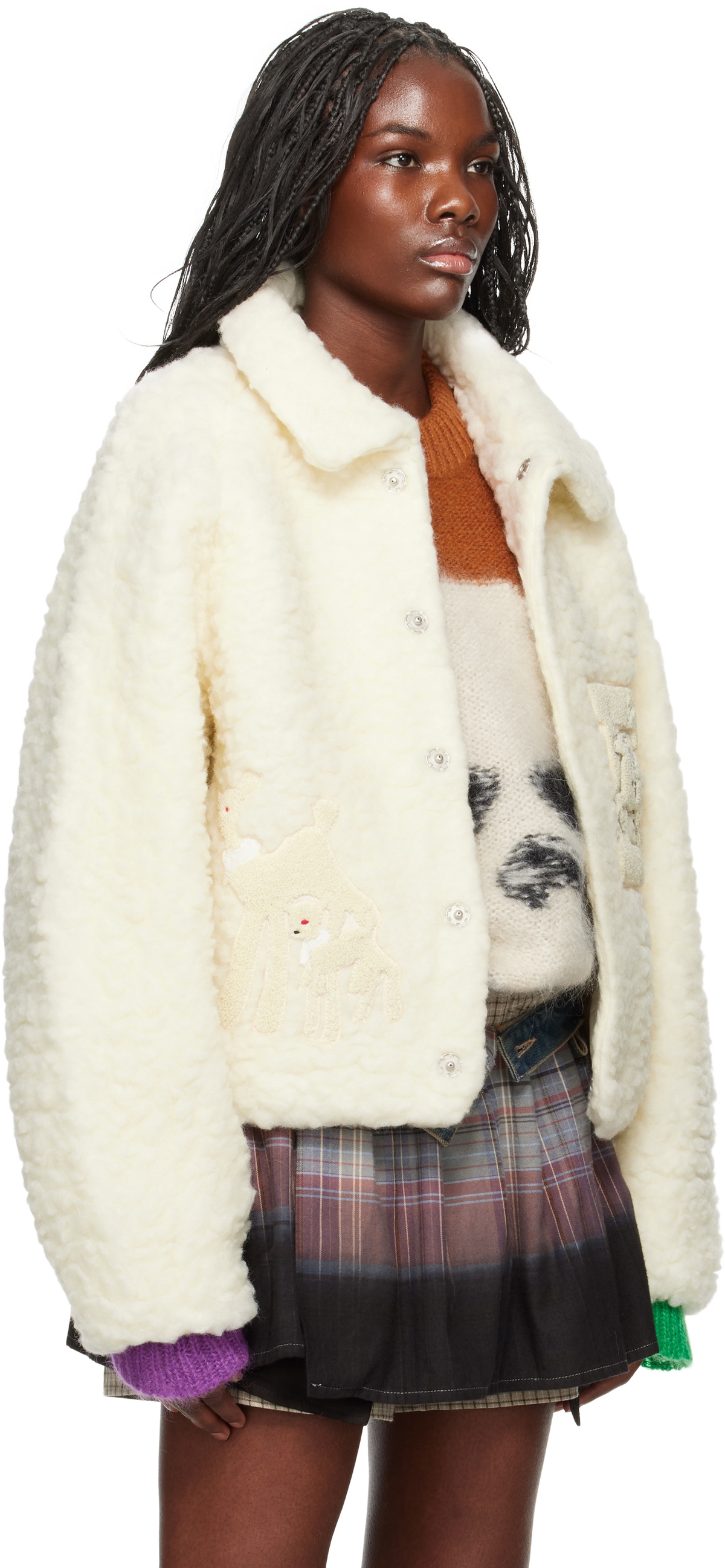 ERL Off-White Fleeced Wool Jacket
