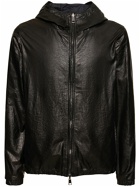 GIORGIO BRATO - Reversible Leather Zip Jacket W/hood