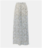 Nina Ricci Floral silk-blend lamé wide-leg pants