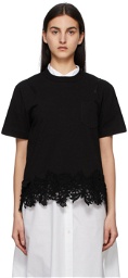 Sacai Black Jersey & Lace Pocket T-Shirt