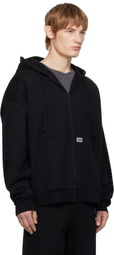 Izzue Black Quilted Back Zip-Up Hoodie
