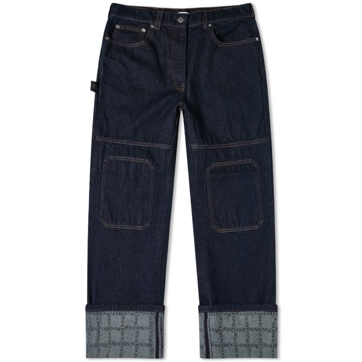 Photo: JW Anderson Logo Grid Turn Up Workwear Jeans