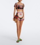 Dolce&Gabbana Printed off-shoulder cotton crop top