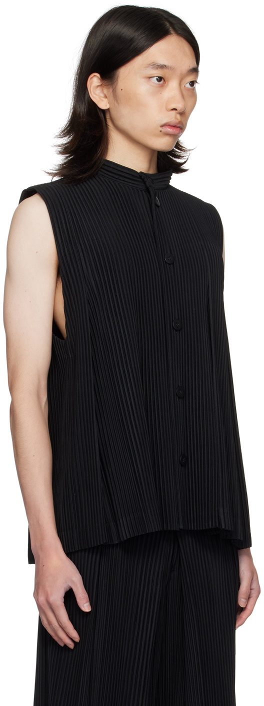 HOMME PLISSÉ ISSEY MIYAKE Black Tucked Vest Homme Plisse
